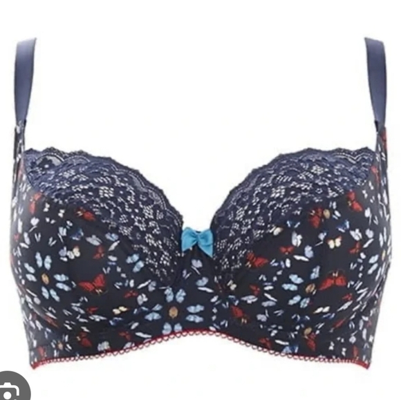 Cleo By Panache Kayla Butterfly Print Lace Balconette Bra 32G - Picture 10 of 16